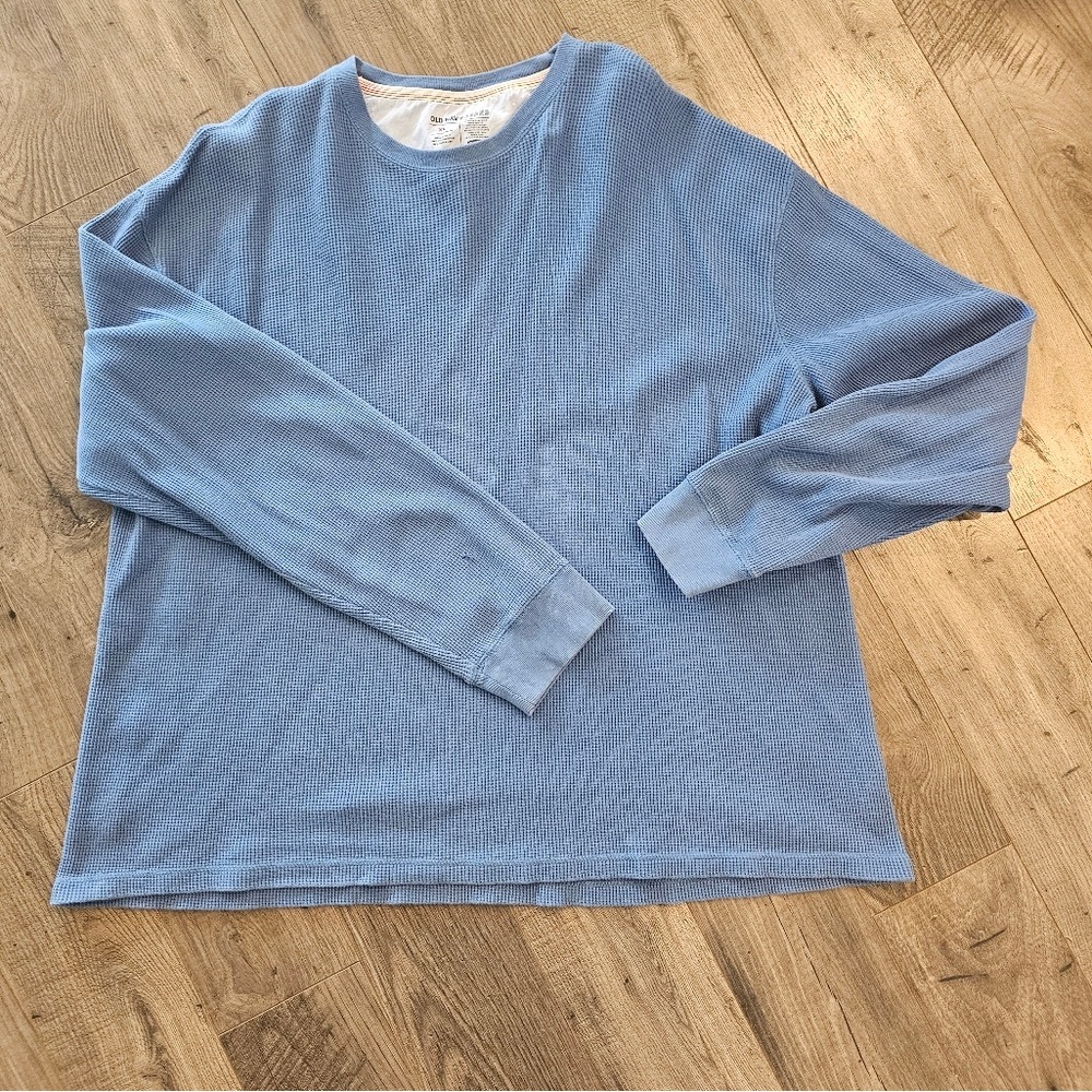 XL Vintage 90s Sitcom Waffle Knit Blue Baggy Retro Old Navy 100% Cotton Long
